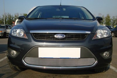 Защита радиатора Ford (Форд) Focus II рестайлинг 2008-2012 chrome ― PEARPLUS.ru