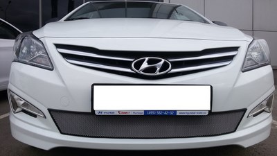Защита радиатора  Hyundai Solaris 2014 - chrome 
