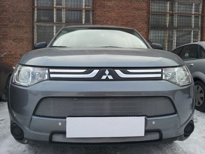 Защита радиатора Mitsubishi Outlander III 2012-14 (2 шт) chrome
