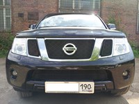 Защита радиатора Nissan (ниссан) Pathfinder (NAVARA) 2012-2015 black верх
