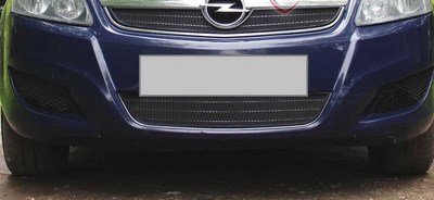 Защита радиатора Opel Zafira B 2008-2012 рестайлинг black верх