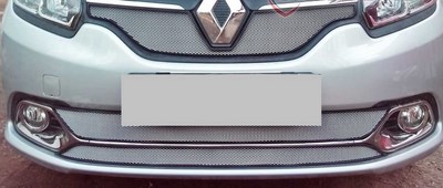 Защита радиатора Renault (рено) Logan 2014- низ chrome (Privilege, Luxe) ― PEARPLUS.ru