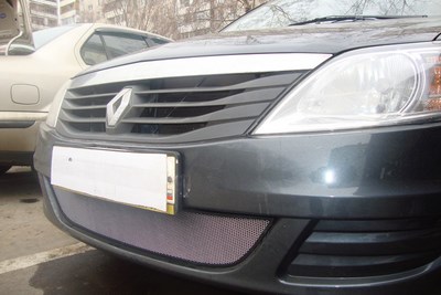 Защита радиатора Renault (рено) Logan 2010-2014 chrome ― PEARPLUS.ru
