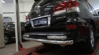 Защита заднего бампера Lexus LX570 (2014-) (двойная) d 76/60