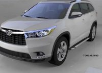Пороги алюминиевые (Brillant) Toyota Highlander (Тойота Хайлендер) (2014-) (черн/нерж)