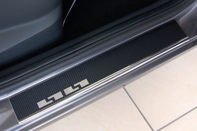 Накладки на пороги Hyundai Elantra IV (2007-2012) серия 29 (карбон)