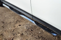 Пороги труба d76 с накладкой (заглушка из нержавеющей стали под углом 45 градусов) Toyota RAV4 2013