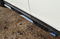 Пороги труба d76 с накладкой (заглушка из чёрного пластика) Toyota RAV4 2013