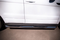 Боковые подножки-пороги труба из нержавеющей стали d76 с накладками (заглушка из нержавеющей стали под углом 45 градусов) Land Rover (ленд ровер) Range Rover Evogue (эвок) Dinamic (2011 по наст.)  ― PEARPLUS.ru