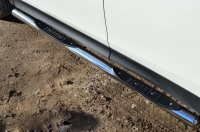 Пороги труба d76 с накладкой (заглушка в виде полушария из нержавеющей стали) Toyota RAV4 2013