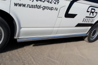 Боковые подножки-пороги труба из нержавеющей стали d63 (заглушка в виде полушария из нержавеющей стали) (правый) Volkswagen Transporter Kasten (2003-2009)  