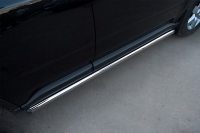 Боковые подножки-пороги труба из нержавеющей стали d63 (заглушка из чёрного пластика) Nissan X-Trail (2011 по наст.)  