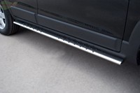 Боковые подножки-пороги труба из нержавеющей стали 75х42 овал с проступью Chevrolet (Шевроле) Captiva (каптива) (2011-2013)  