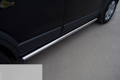 Боковые подножки-пороги труба из нержавеющей стали d63 (заглушка из чёрного пластика) Chevrolet (Шевроле) Captiva (каптива) (2011 по наст.)  ― PEARPLUS.ru