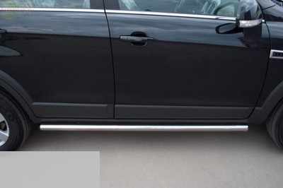 Боковые подножки-пороги труба из нержавеющей стали d63 (заглушка в виде полушария из нержавеющей стали) Chevrolet Captiva (2011 по наст.)  