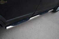 Боковые подножки-пороги труба из нержавеющей стали d76 с накладками (заглушка в виде полушария из нержавеющей стали) Chevrolet (Шевроле) Captiva (каптива) (2011 по наст.)  