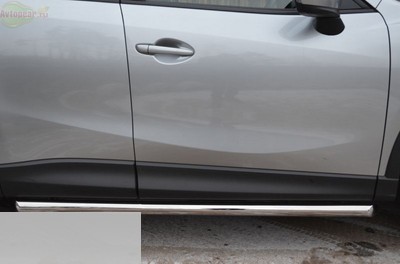 Защита порогов d63 (заглушка из нержавеющей стали под углом 45 градусов) Mazda CX-5 (2012 по наст.)  