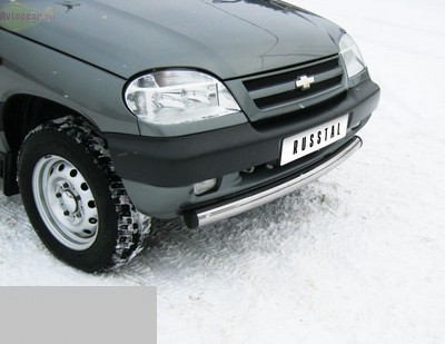 Защита переднего бампера d76 (дуга) Chevrolet (Шевроле) Niva (2003 по наст.)  ― PEARPLUS.ru