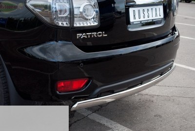 Защита заднего бампера d75х42 овал (дуга) Nissan Patrol (2010 по наст.)  