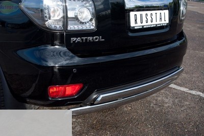 Защита заднего бампера d75х42/75х42 овалы (дуга) Nissan Patrol (2010 по наст.)  