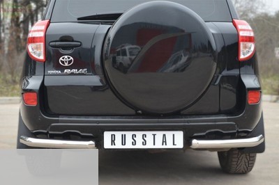 Защита заднего бампера уголки d63 Toyota (тойота) RAV4 (рав 4) (2010 по наст.) обычная база ― PEARPLUS.ru