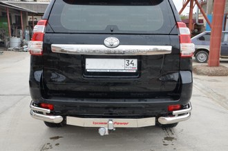 Toyota (тойота) Land Cruiser (круизер) (ленд крузер) Prado 150 2014 Защита заднего бампера угловая двойн под фаркоп ― PEARPLUS.ru